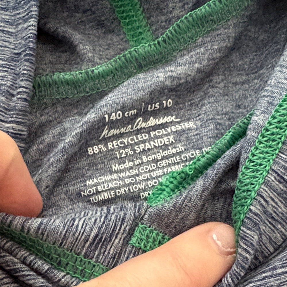 Hanna Andersson Blue Made for Sun Hoodie with Green Trim size 10 - Picture 3 of 4
